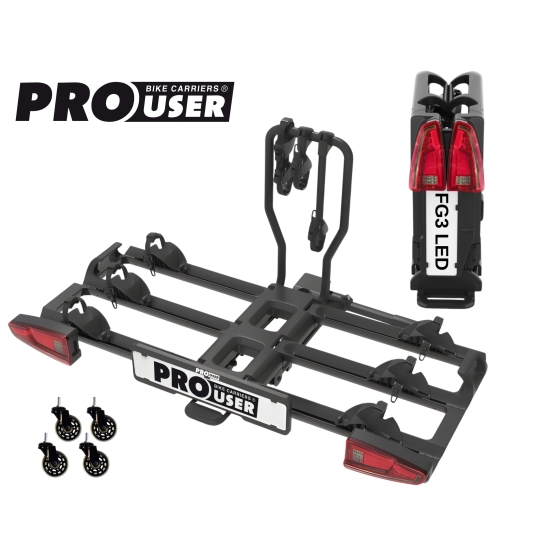 BAGAŻNIK ROWEROWY PROUSER FG3 (składany) BLACK LED  (możliwa dostawka+1) model 2025!