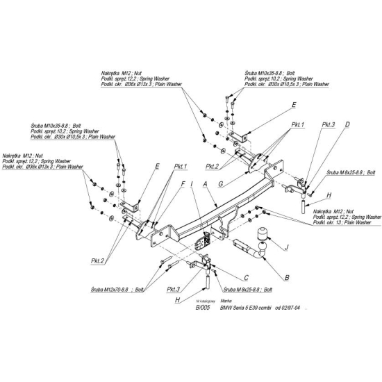 Hak holowniczy BMW E39 seria 5 kombi (03.1997r. - 05.2004r.)