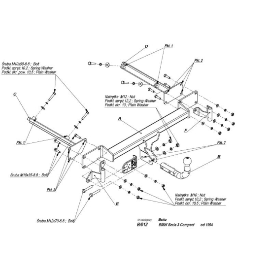 Hak holowniczy BMW E36 seria 3 compact (05.1994r. - 07.2001r.)