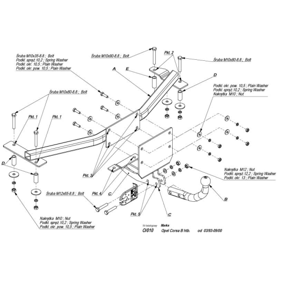 Hak holowniczy Opel Corsa B hatchback (03.1993r. - 09.2000r.)