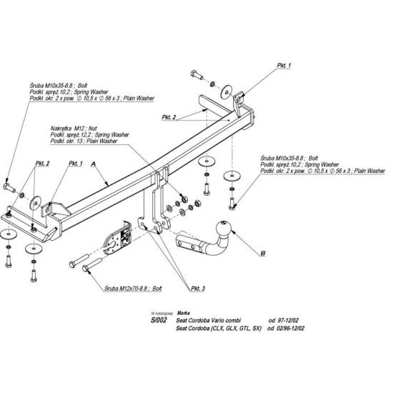 Hak holowniczy Seat Cordoba (CLX, GLX, GTI, SX) sedan (02.1996r. - 12.2002r.)